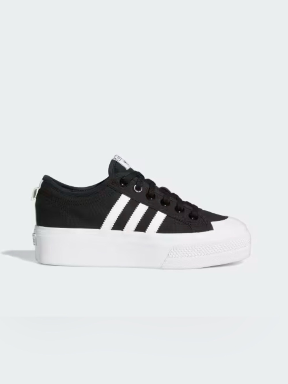 adidas Nizza Black and White Low-Top Platform Canvas Sneaker